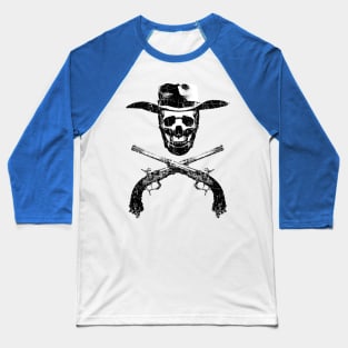 Classic Cowboy Vintage Skull and Crossbones Cross Guns Baseball T-Shirt